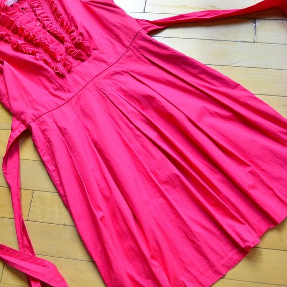 ELIZA J New York Size 14 Ruffle Chest Shift Dress Party Evening Wear Tie Waist - Picture 4 of 13